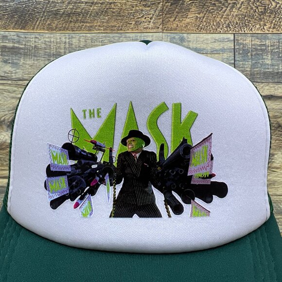 The Mask Mens Trucker Hat Green Snapback Jim Carrey 90s Comedy Baseball Cap - Picture 2 of 7